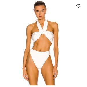 AEXAE Wrap Tie Bikini Top in Chalk, small